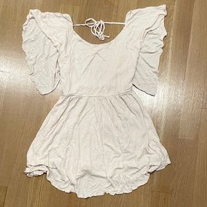 Free People Beige Beach Mini Dress with Flared Sleeves